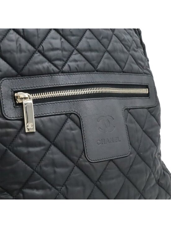 Chanel Cocococoon Backpack Rucksack Sac Daypack Quilted Nylon Leather Black
